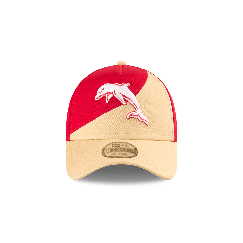 The Dolphins Hat - 2025 Red Flow 9Forty A-Frame NRL Snapback Cap - New Era